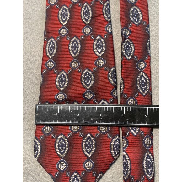 Don Loper Beverly Hills Red Pattern Silk Tie Made in USA Mens Necktie - Picture 2 of 6